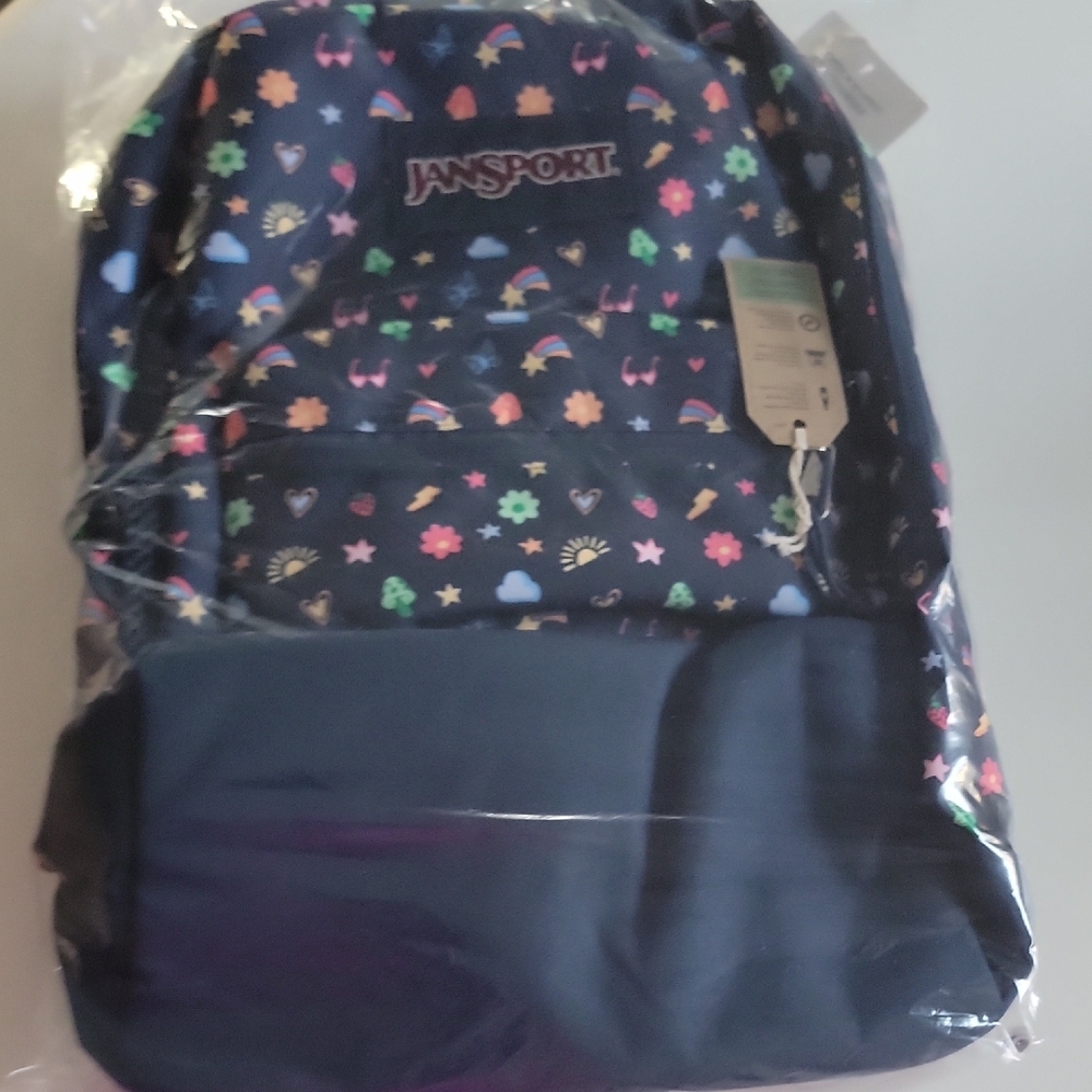 JanSport Cross Town Plus Backpack with Floral Pattern - Navy - Picture 12 of 12